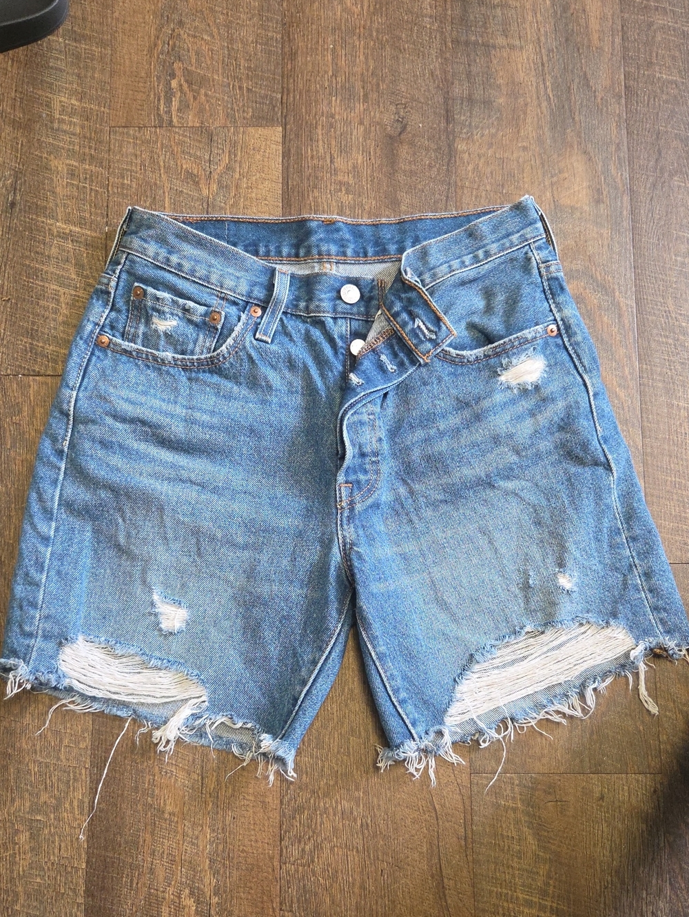 Levi's Distressed Blue Denim Jean Shorts